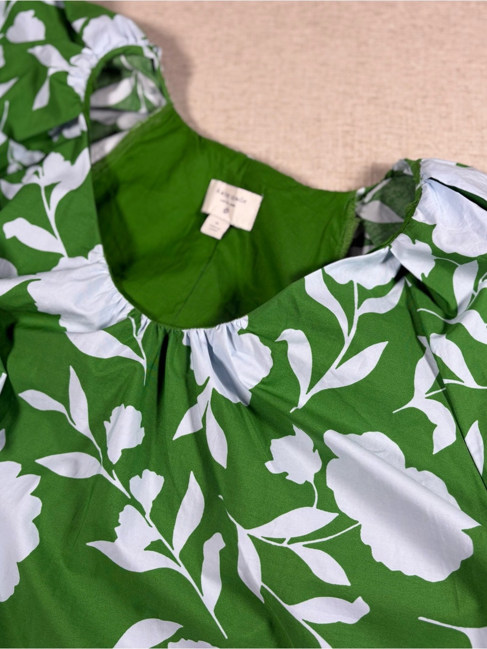 kate spade Green and White Floral Puff-Sleeve Tunic